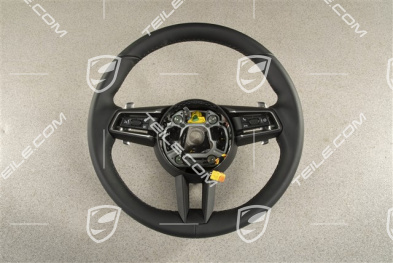 PDK, Multifunction steering wheel, 3-spoke, Leather, Black