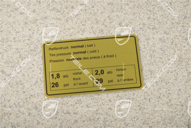 Sticker / badge, Tyre pressure