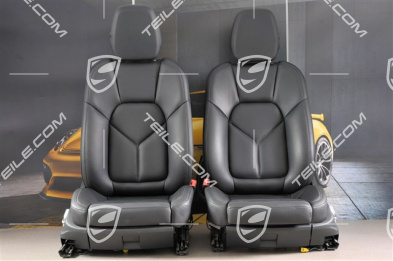 Seats, el. adjustable, leather, black, set (L+R)