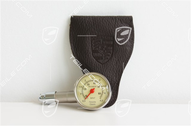 Manometer / Reifendruckprüfer Porsche Classic, mit Lederhülle