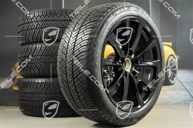19-inch Boxster S winter wheels set, rims 8J x 19 ET57 + 10J x 19 ET45, Michelin Pilot Alpin 4 winter tires 235/40 R19 +265/40 R19, in black high gloss