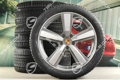 22-inch winter wheel set Cayenne Exclusive Design Sport, wheel rims 10J x 22 ET48 +11,5J x 22 ET61 + NEW Continental winter tyres 285/40 R22 + 315/35 R22, Platin Silver