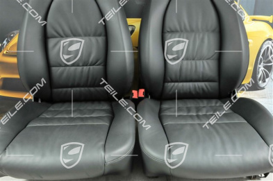 Sitze, manual einstellbar, heizung, Leder, Schwarz, Raffleder, Porsche Wappen, Satz (L+R)