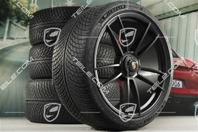 20"+21" GTS komplet kół zimowych "Turbo S", felgi centralnie mocowane 8,5J x 20 ET50 + 11J x 21 ET66 + opony zimowe Michelin 245/35 R20 + 295/30 R21, czarny satynowy półmat