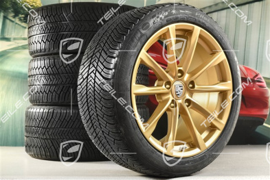 19-inch Boxster S winter wheels set, rims 8J x 19 ET57 + 10J x 19 ET45 + NEW Michelin Pilot Alpin 4 winter tires 235/40 R19 +265/40 R19, aurum satin matt