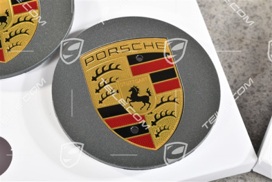 Hub cap set, crest coloured, vesuvian grey