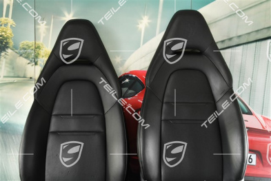 Seats, el. adjustment, Porsche logo, leather, Black, set (L+R)