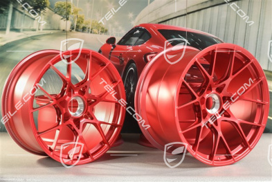 20"+21" GT3RS komplet felg, felgi 10J x 20 ET45 + 13J x 21 ET31, czerwone Pyrored