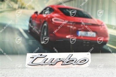Turbo Emblemat / napis, srebrny na czarnym tle