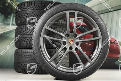 21-inch Cayenne COUPÉ Turbo Design winter wheel set, rims 9,5J x 21 ET46 + 11,0J x 21 ET49 + Michelin winter tyres275/40 R21 + 305/35 R21, with TPMS, platinum satin matt