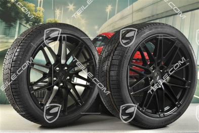 22-inch RS Spyder Design winter wheel set, rims 9J x 22 ET29 + 11J x 22 ET47 + NEW Continental winter tyres 255/40 R22 + 295/35 R22, black satin matt