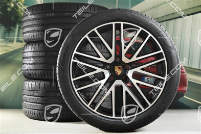 22-inch summer wheel set 911 Turbo Design, wheel rims 10J x 22 ET48 +11,5J x 22 ET61 + Pirelli summer tyres 285/40 R22 + 315/35 R22, black high gloss