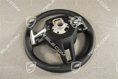 PDK, Multifunction steering wheel, 3-spoke, Leather, Black