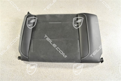 Cabrio / Targa GTS, Back seat backrest, Rear, Leather / Alcantara , Black with Rhodium stitching, L