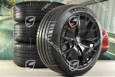 20" koła letnie Turbo S Aero Design, komplet, felgi 9J x 20 ET54 + 11J x 20 ET60, opony letnie Michelin 245/45 R20 + 285/40 R20, czarny satynowy mat,