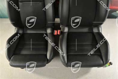 Seats, el. adjustment, Porsche logo, leather, Black, set (L+R)