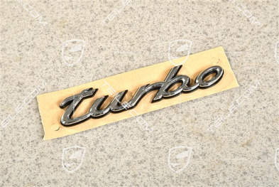 Coupe, Schriftzug / Abzeichen / Emblem Aufkleber "TURBO" Chrom auf Schwarzem Hintergrund