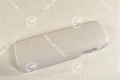 Armrest Lid with embossed Porsche crest, Platinum Grey