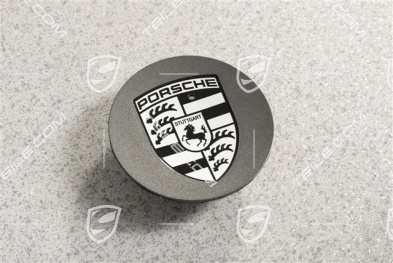 Hub cap, concave, crest Black / Silver, Titanium dark