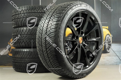 19-inch Boxster S winter wheels set, rims 8J x 19 ET57 + 10J x 19 ET45, Michelin Pilot Alpin 4 winter tires 235/40 R19 +265/40 R19, in black high gloss