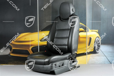 Seat, el. adjustable, memory, lumbar, ruffled leather, black, L