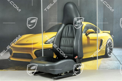 Seat, el adjustable, leather, Metropole blue, Draped, Porsche crest, R