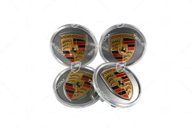 Wheel hub cap set, crest coloured, Platinsilver / silver