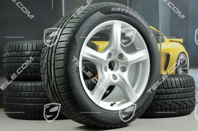 18" Panamera Winterräder Satz, 8J x 18 ET 59 + 9J x 18 ET 53, mit Pirelli Sottozero II Winterreifen 245/50 R18 + 275/45 R18, ohne RDK-Sensoren