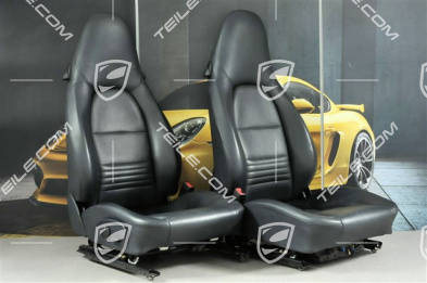 Seats, el adjustable, heating, leather, Metropole blue, set (L+R)
