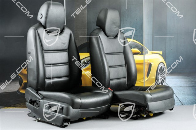 Seats, el adjustable, Lumbar, ruffled leather, Black, set (L+R)