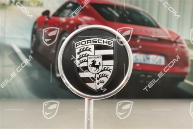 Wheel hub cap, black satin matt / crest silver