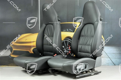 Sitze, manual einstellbar, heizung, Leder, Schwarz, Raffleder, Porsche Wappen, Satz (L+R)
