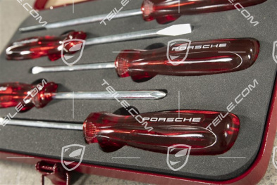 Porsche Classic screwdriver tool kit set in steel case, plastic, 5 parts
