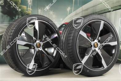 21" Exclusive Design summer wheel set, rims 9,5J x 21 ET60 + 11,5J x 21 ET66 + NEW Goodyear summer tyres 265/35 R21 + 305/30 R21, Carbon aeroblades