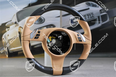 Steering wheel CARBON, multi-function, heated, Luxor Beige. Steering wheel CARBON, multi-function, heated, Luxor Beige.
