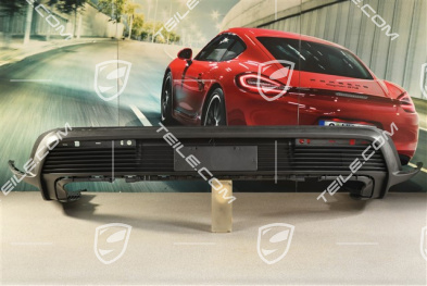 Turbo, Rear bumper lower part trim, with reversing camera, Black matte