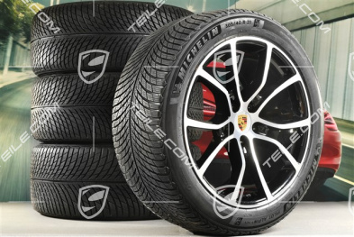 21-inch Cayenne Exclusive Design winter wheel set, rims 9,5J x 21 ET46 + 11,0J x 21 ET58 + Michelin winter tyres 285/45 R21 + 305/40 R21, with TPMS, Jet Black Metallic