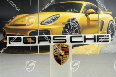 LED Rückleuchten/Heckleuchten, inkl. Leuchtenband, abgedunkelt/schwarz, Satz: links+rechts+mitte, mit „PORSCHE" Schriftzug in Schwarz