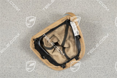 Shift lever / gearshift knob, Sand beige, Leather / aluminium, 6-speed manual transmission