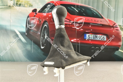 Schaltknauf / Schaltknopf mit Schaltmanschette, Alcantara, Schwarz, Schaltgetriebe