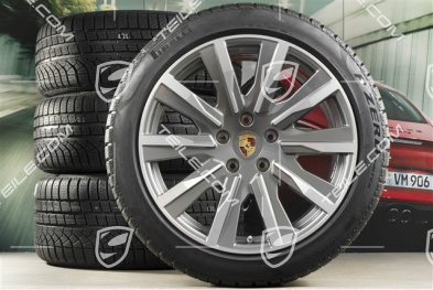 20" koła zimowe Taycan Tequipment Design, komplet, felgi 9J x 20 ET54 + 11J x 20 ET60 + NOWE opony zimowe Pirelli 245/45 R20 + 285/40 R20