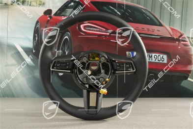 PDK, Multifunction steering wheel, 3-spoke, Leather, Black