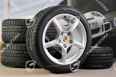 18" Boxster winter wheel set, 8J x 18 ET57 + 9J x 18 ET47 + winter tyres Pirelli Sottozero II 235/45 R18 + 265/45 R18, with TPMS