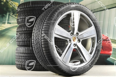 22-inch winter wheel set Cayenne Exclusive Design Sport, wheel rims 10J x 22 ET48 +11,5J x 22 ET61 + NEW Continental winter tyres 285/40 R22 + 315/35 R22, Platin Silver