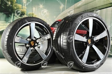 20"+21" koła letnie, komplet Turbo Exclusive Design, felgi 9,5J x 20 ET44 + 12J x 21 ET70 + opony letnie Pirelli 255/35 R20 + 315/30 R21, czarny wysoki połysk