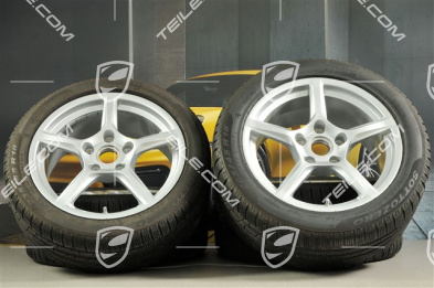 18" Boxster winter wheel set, 8J x 18 ET57 + 9J x 18 ET47 + winter tyres Pirelli Sottozero II 235/45 R18 + 265/45 R18, with TPMS
