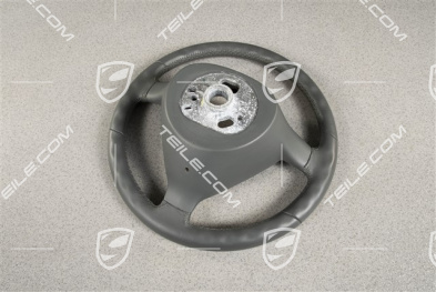 3-spoke steering wheel, Stone grey, leather