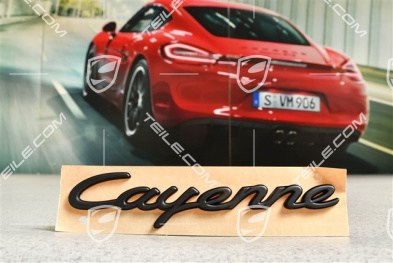 Coupe, Badge / Emblem CAYENNE in Black matte on a glossy black background