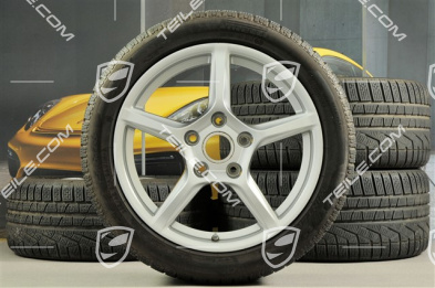 18" Boxster winter wheel set, 8J x 18 ET57 + 9J x 18 ET47 + winter tyres Pirelli Sottozero II 235/45 R18 + 265/45 R18, with TPMS