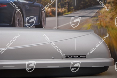 Dachbox, schmal, 300L, silbern, mit Skiträger